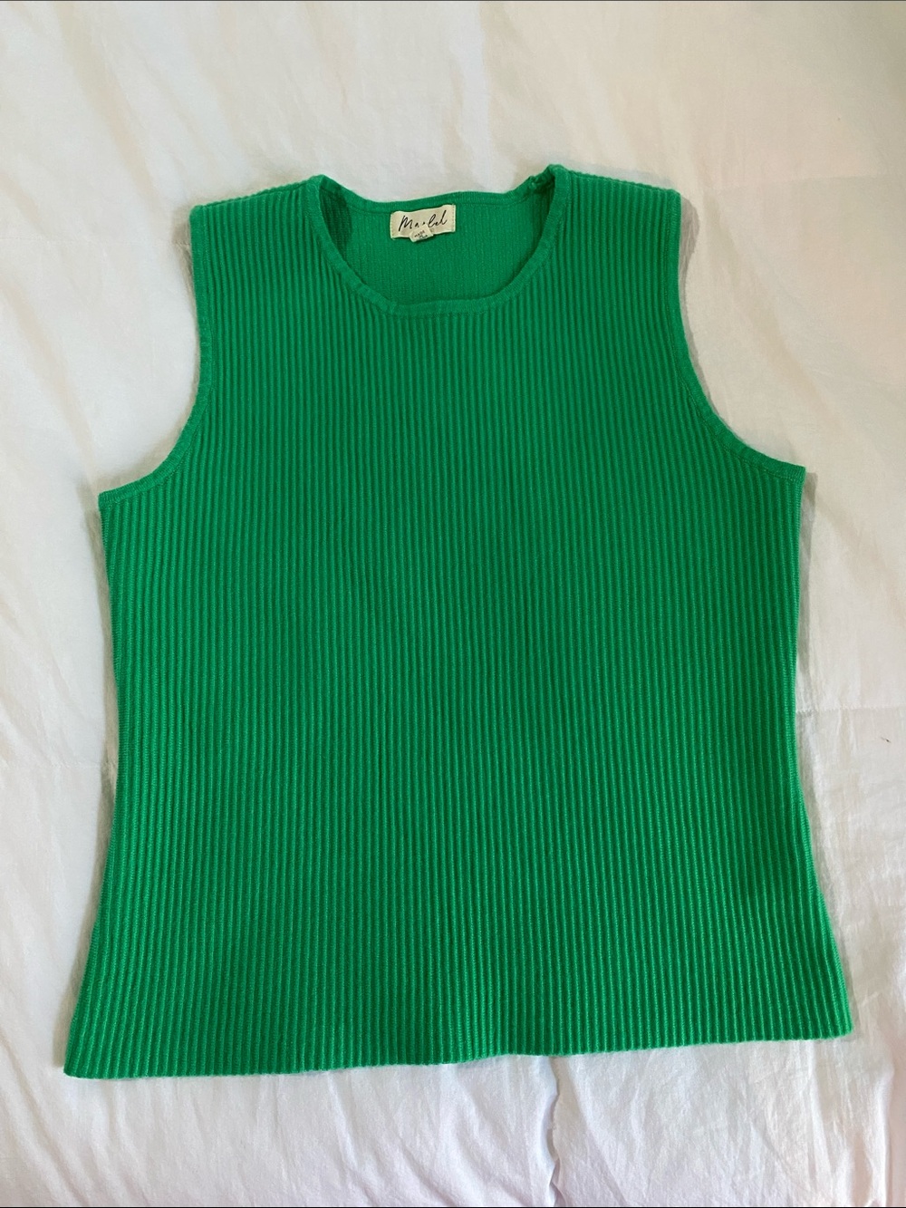 Marled Bright Green Ribbed Tank Top